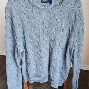 Polo by Ralph Lauren Men's Light Gray Cable Knit Sweater